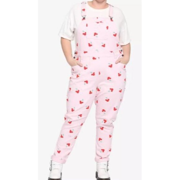 Disney Hot Topic Her Universe Minnie Mouse Cherry Overalls Women Plus Size 3 NWT - Picture 1 of 16